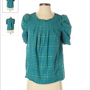 Teal Marc by Marc Jacobs Puff Sleeve Blouse Size 4